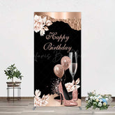 Lofaris Rose Gold High Heels Happy Birthday Rectangle Backdrop